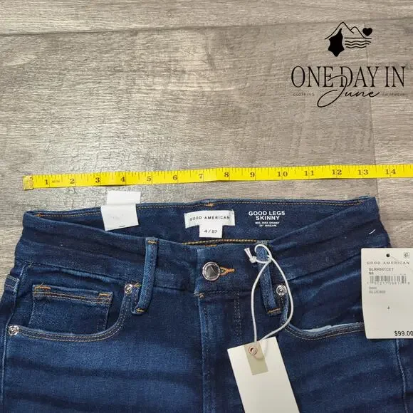 Good American Good Legs Skinny Raw Hem Jeans Size 4 - Picture 4 of 8